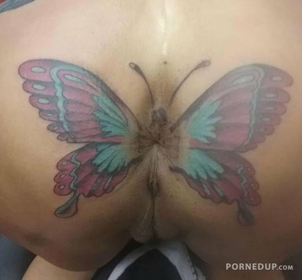 Asshole butterfly tattoo
